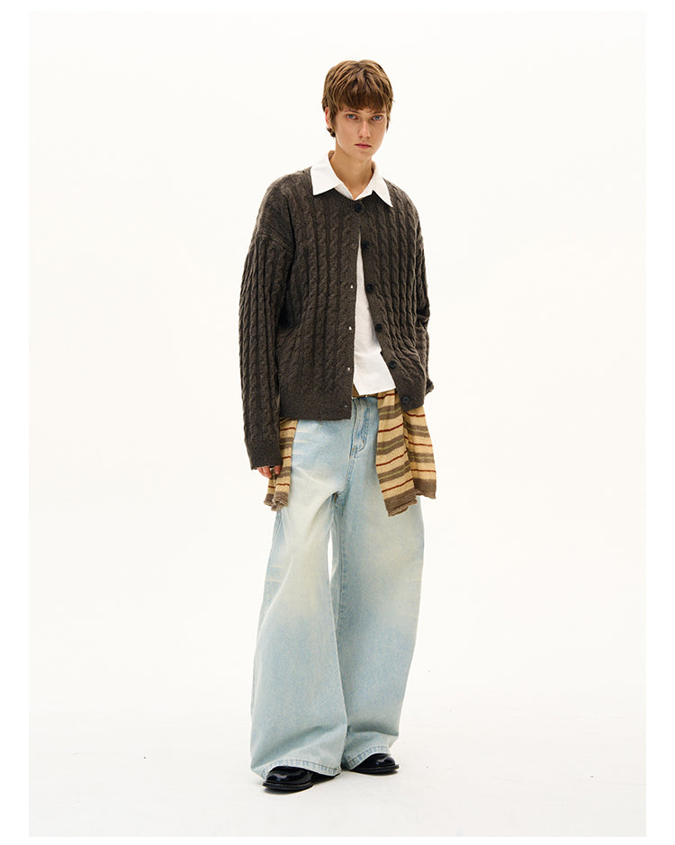 Wool-blend knit cardigan