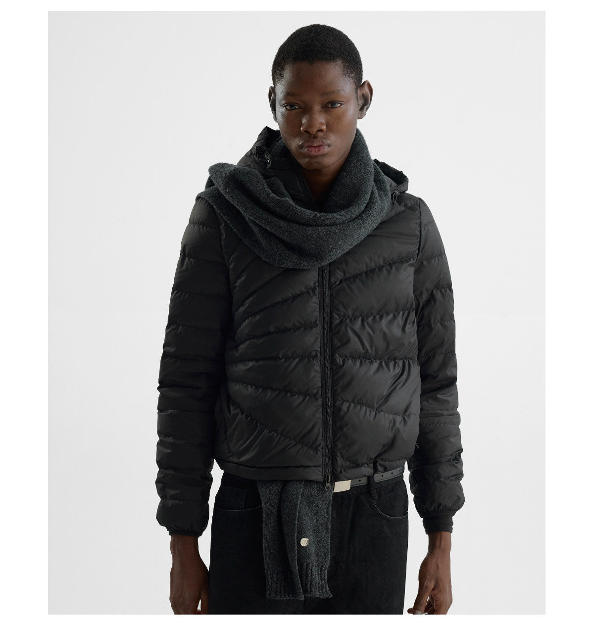 Embossed Straight-Line Quilted Down Jacket