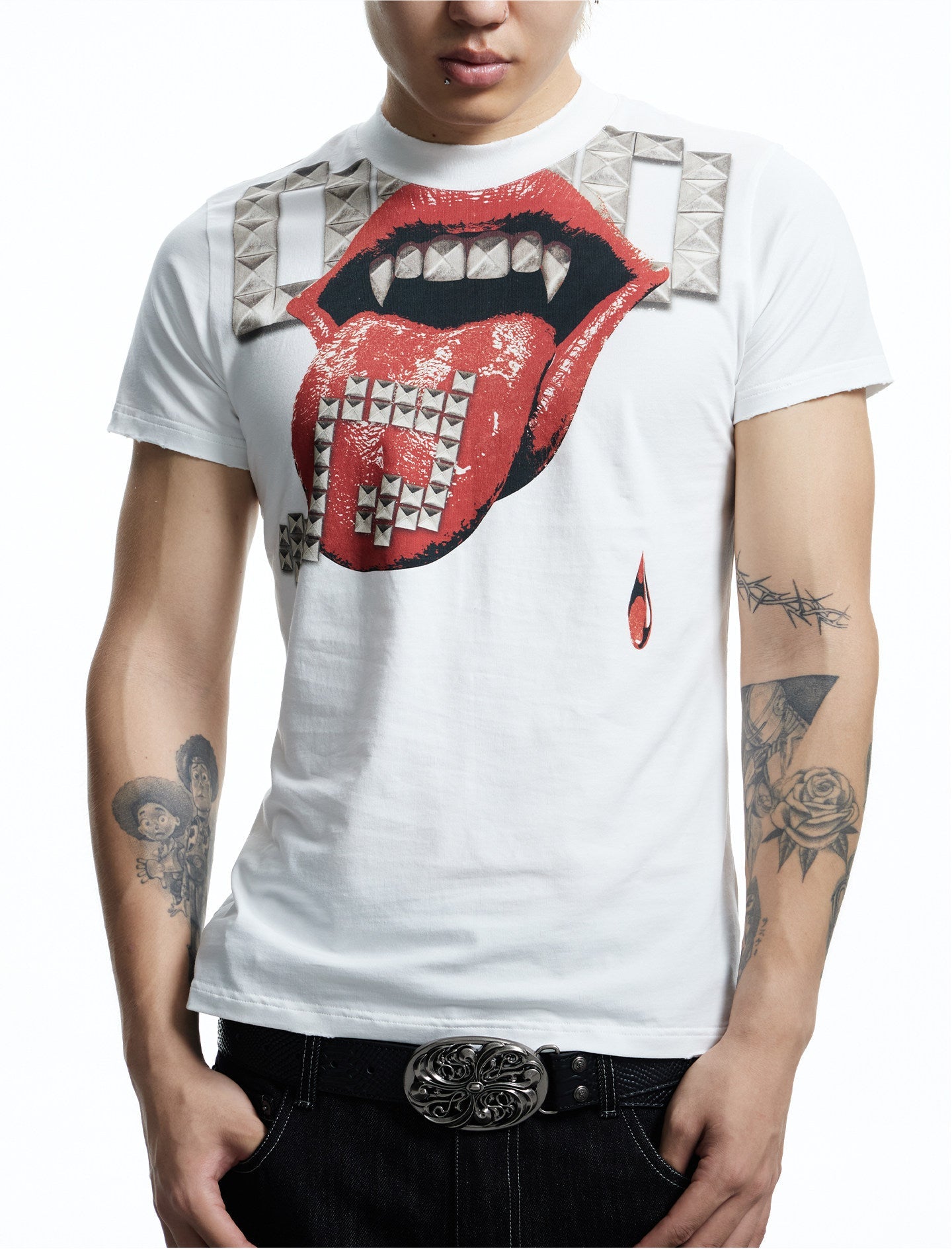 Street Style Stud Print T-Shirt