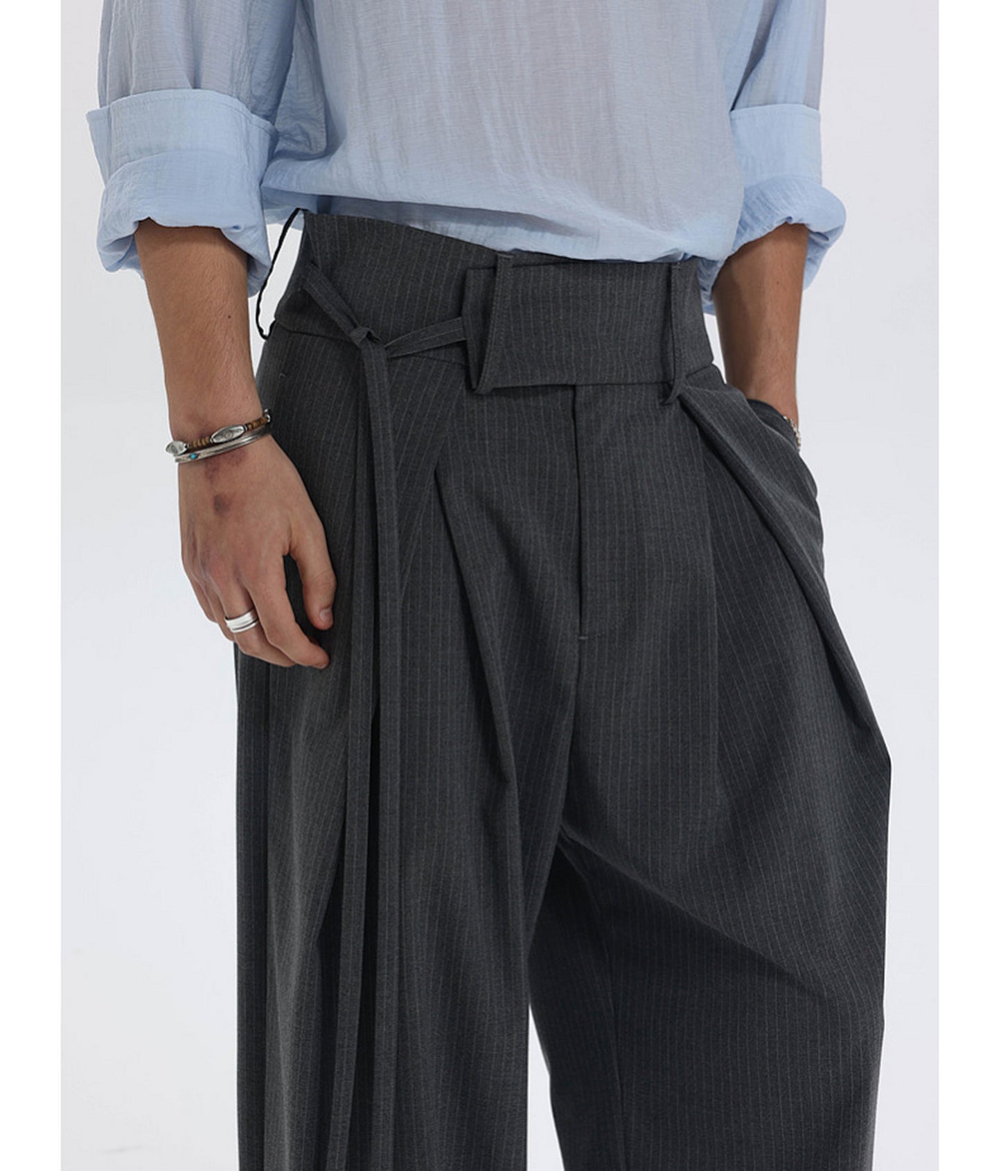 High-Waisted Double-Pleated Casual Pants