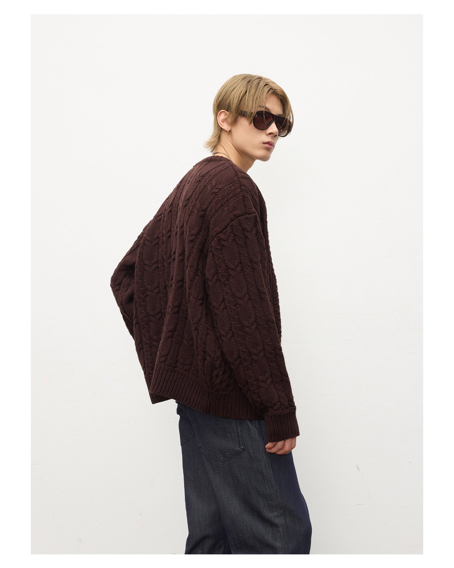 Sheep Wool Cable Knit Button Cardigan