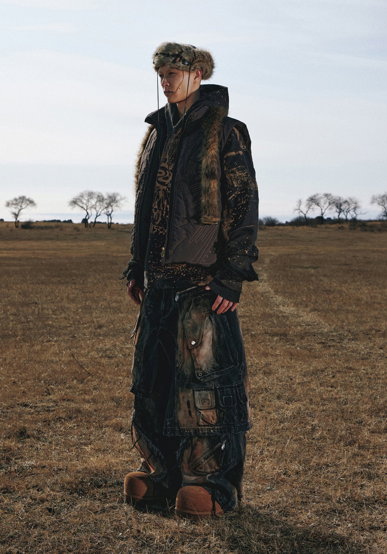 Printed Damaged Hoodie