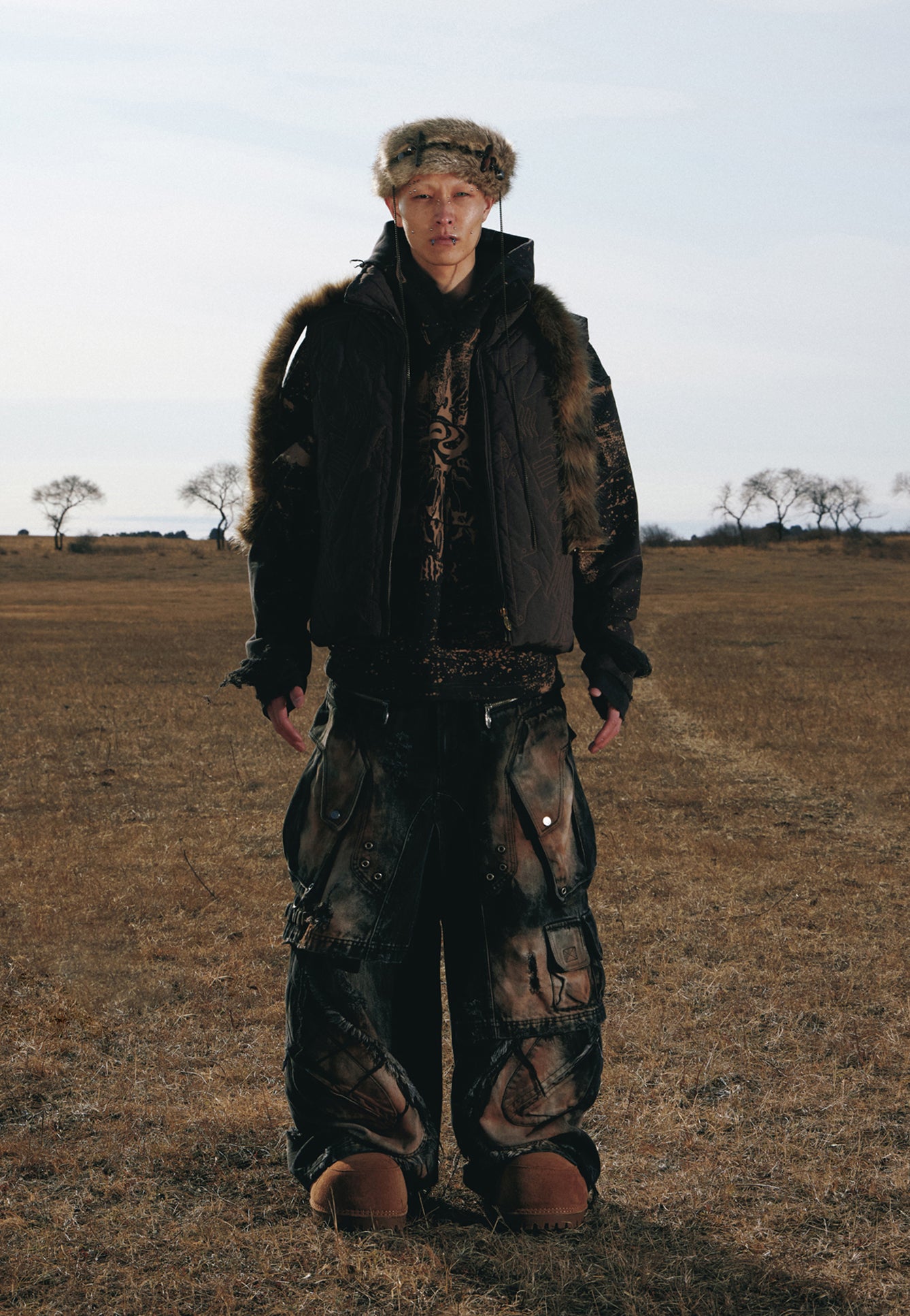 Printed Damaged Hoodie