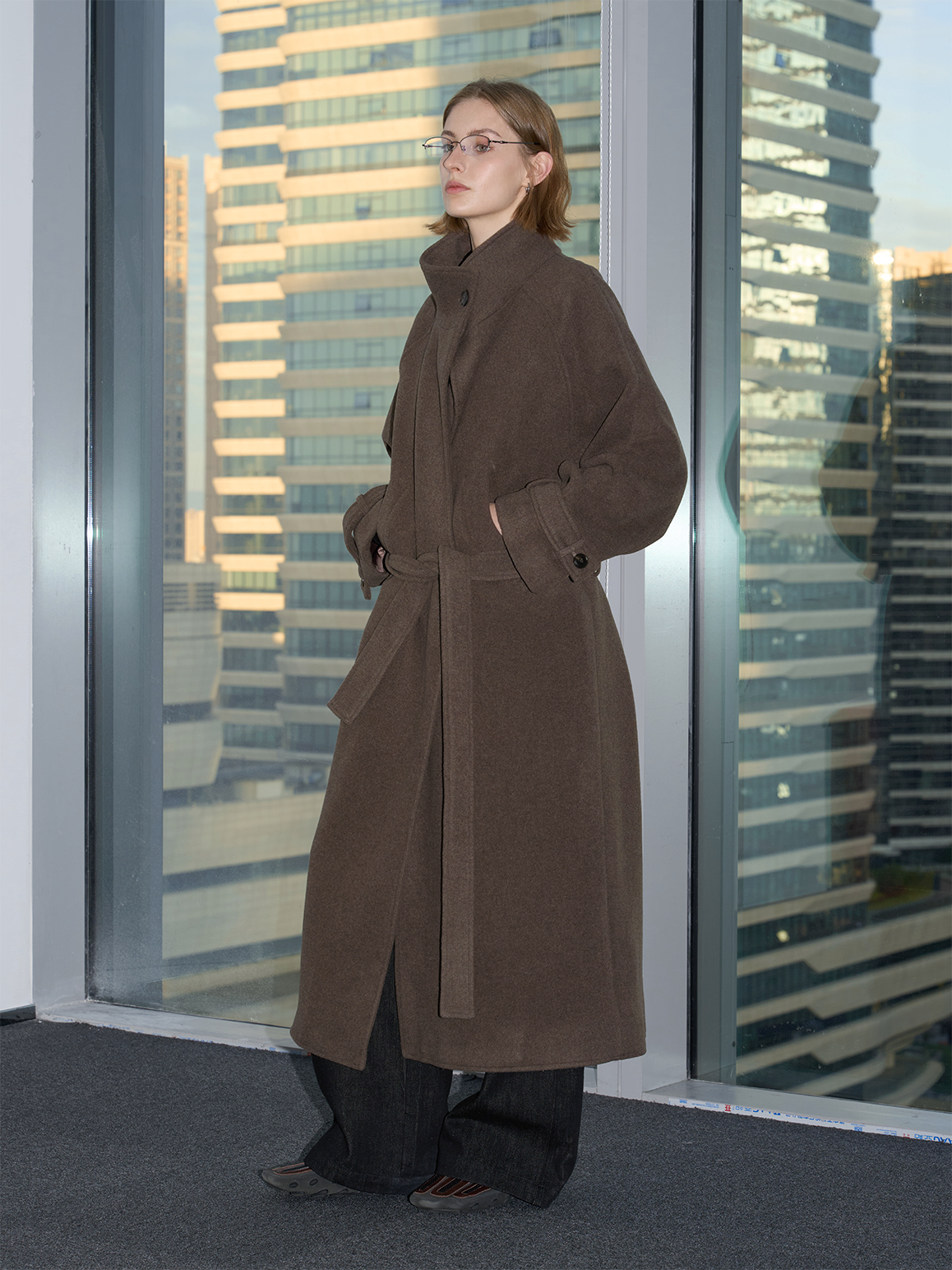 Stand Collar Wool Coat