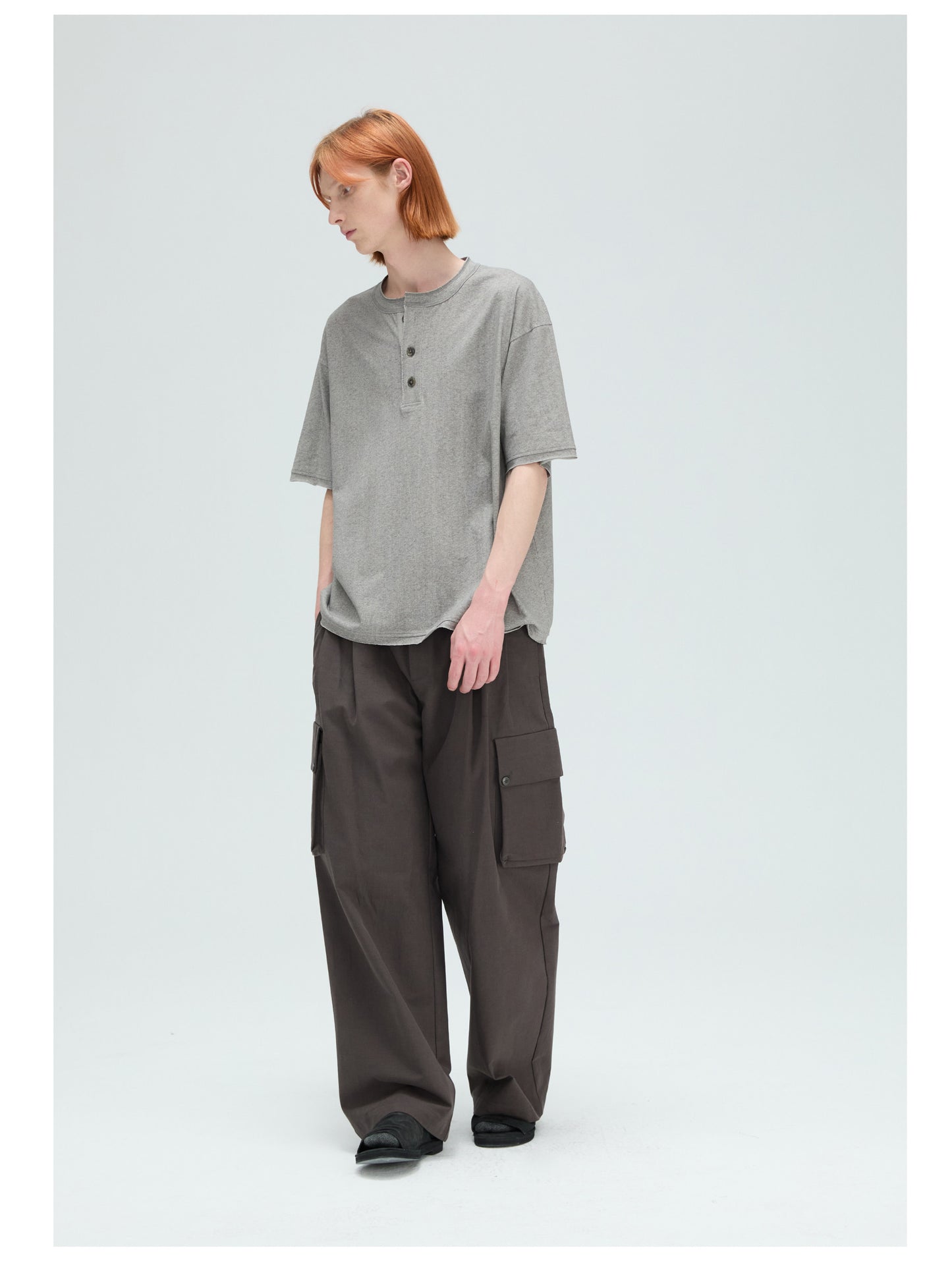 Basic Wash Henry-Neck T-Shirt