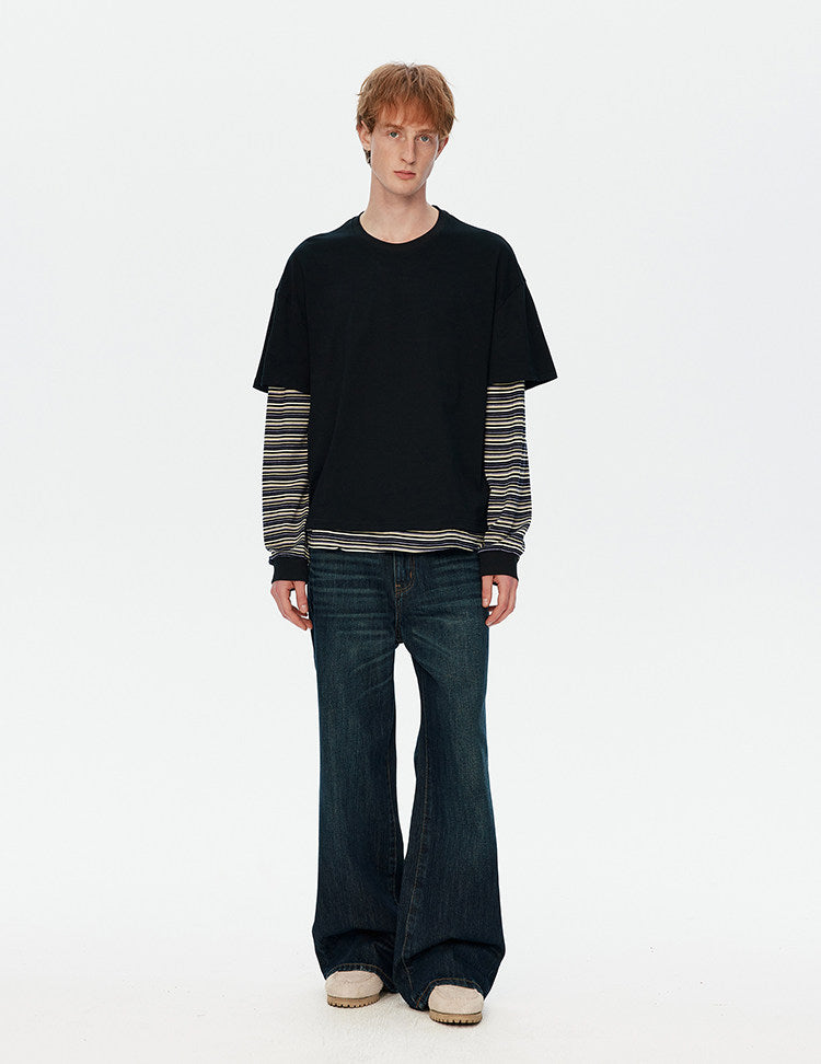 트렌디한 페이크 레이어드 티셔츠