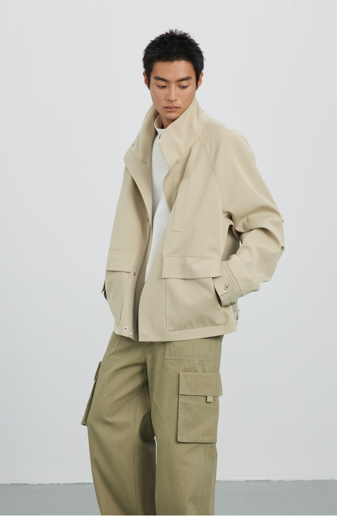 Stand collar short jacket