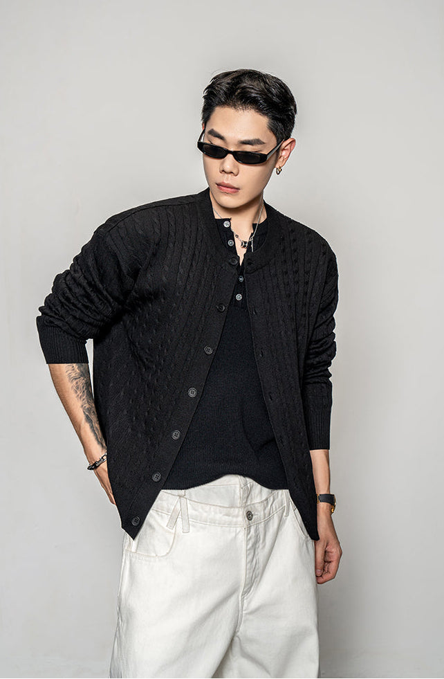 Stretch Cable-Knit Cardigan