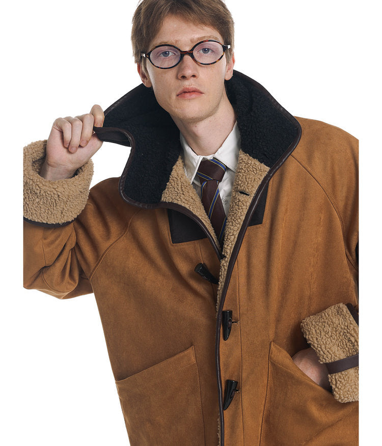 Color Block Horn Button Jacket