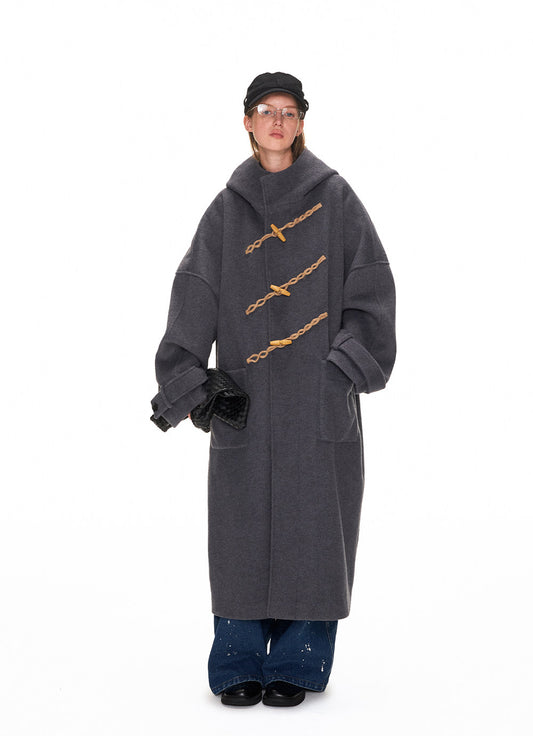 Heavy-Duty Wool Coat with Hood
