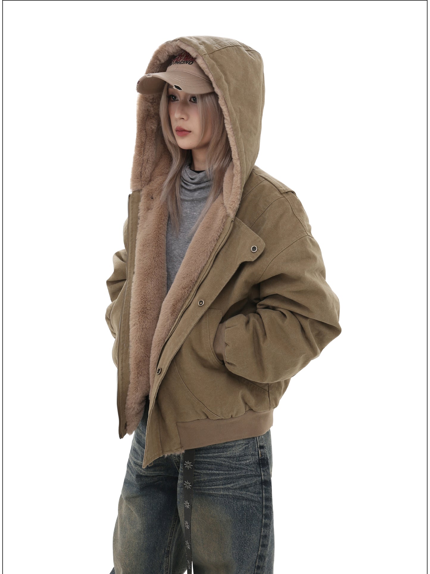 Heavyweight Hooded Velvet Denim Jacket