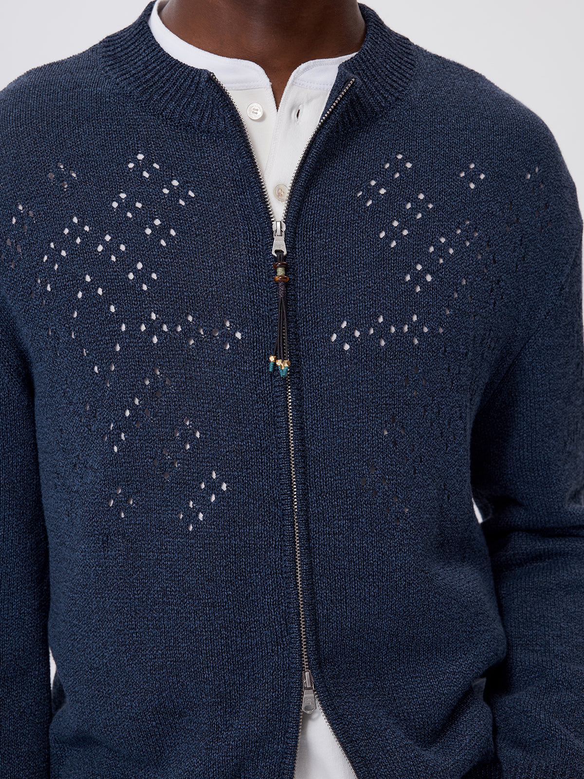 Beaded Zipper Cardigan