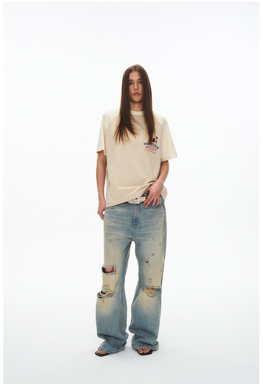 Round-neck raglan T-shirt
