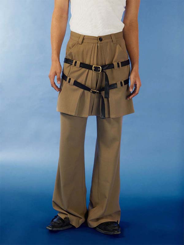 Pleated skirt Belt decoration Casual pants