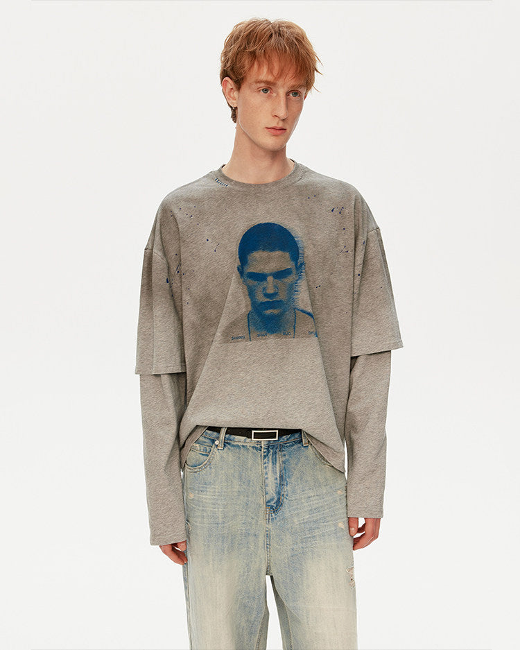 레트로 스타일 빈티지 프린트 투피스 티셔츠