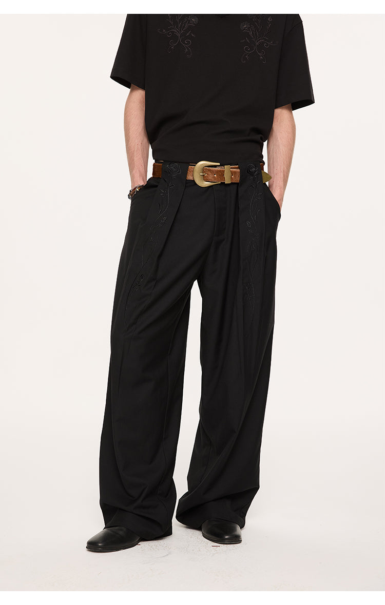 Draped straight casual pants