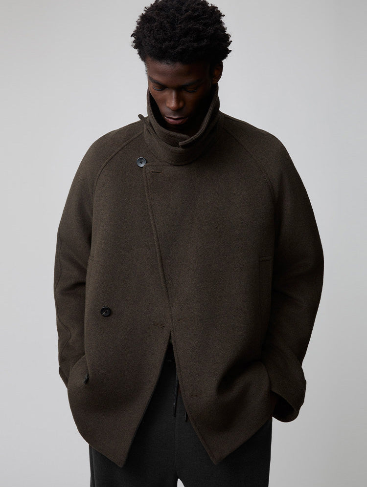 Raglan-Sleeve Short-Length Coat