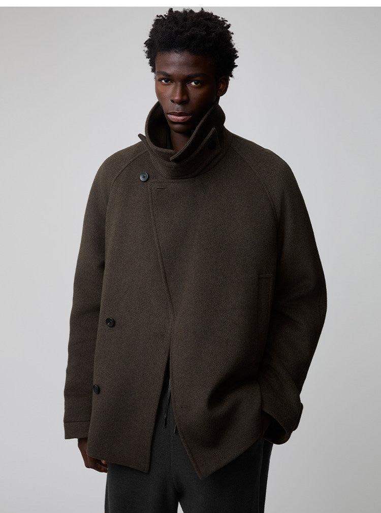 Raglan-Sleeve Short-Length Coat