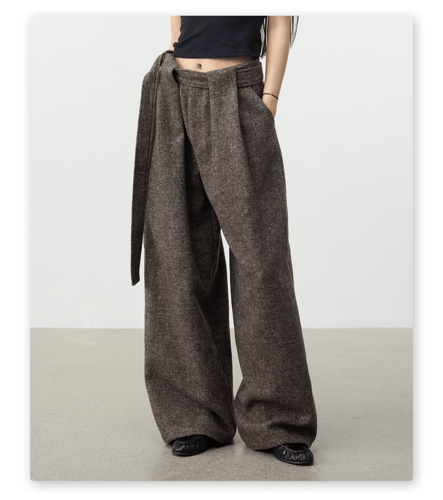 Pleated High-Waist Casual Pants