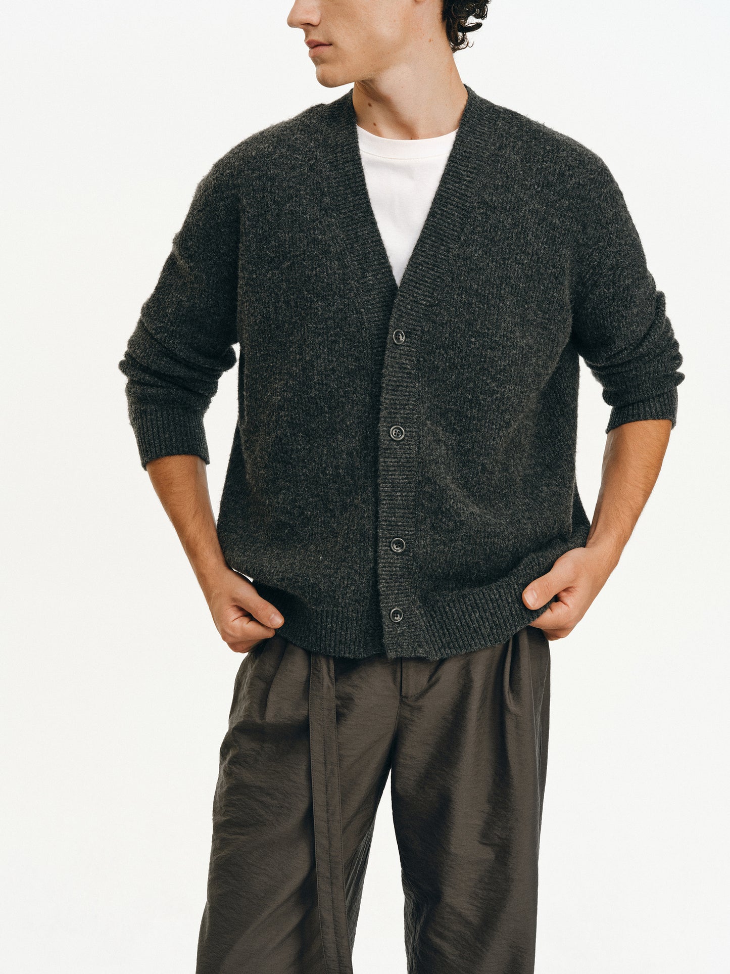 Sheep Wool V-Neck Cardigan