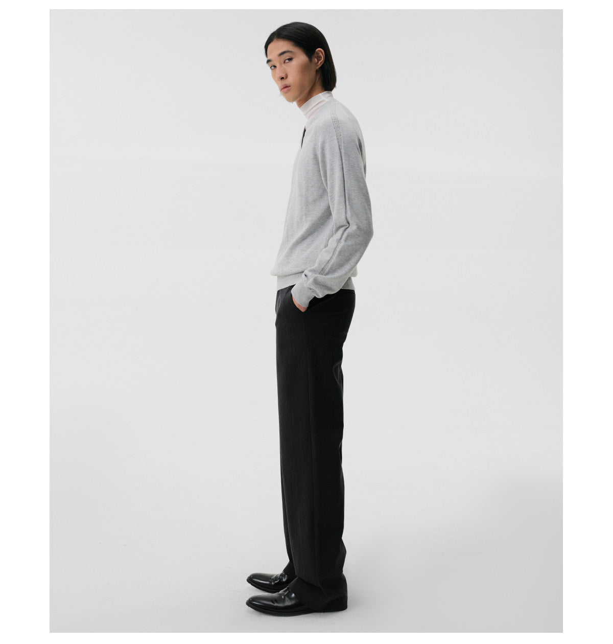 Saddle-Shoulder Knit Pullover