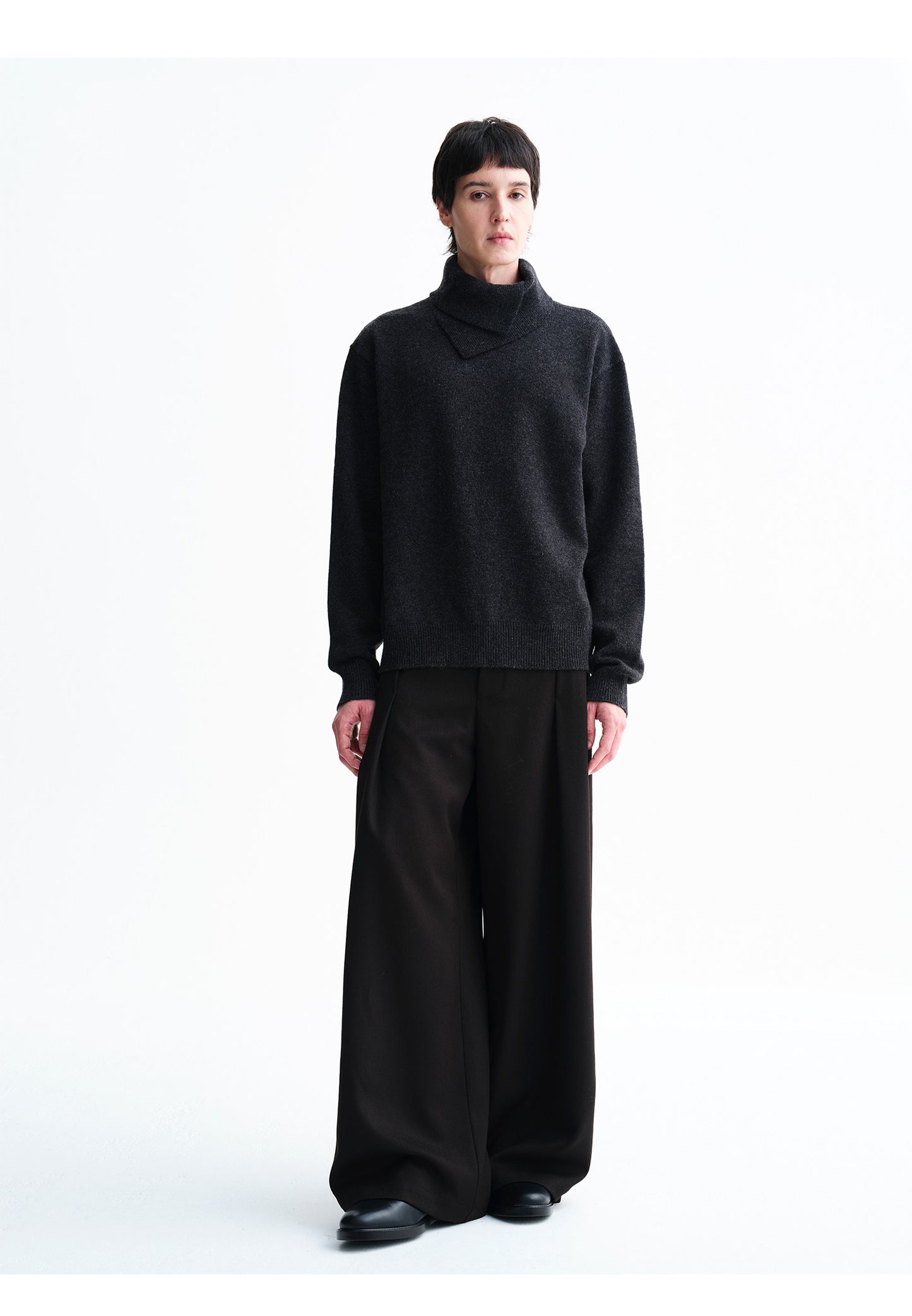 Irregular Collar Pullover Turtleneck Sweater