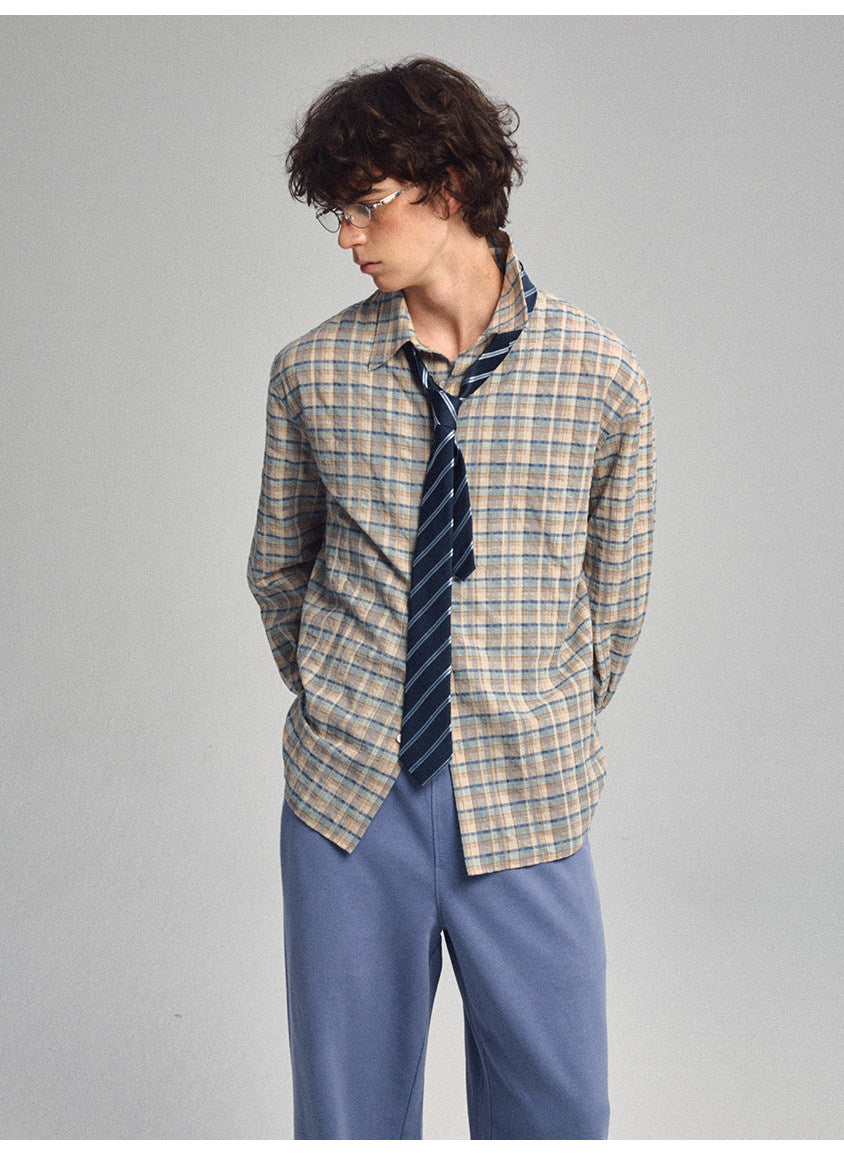 Square-Collar Silhouette Casual Shirt