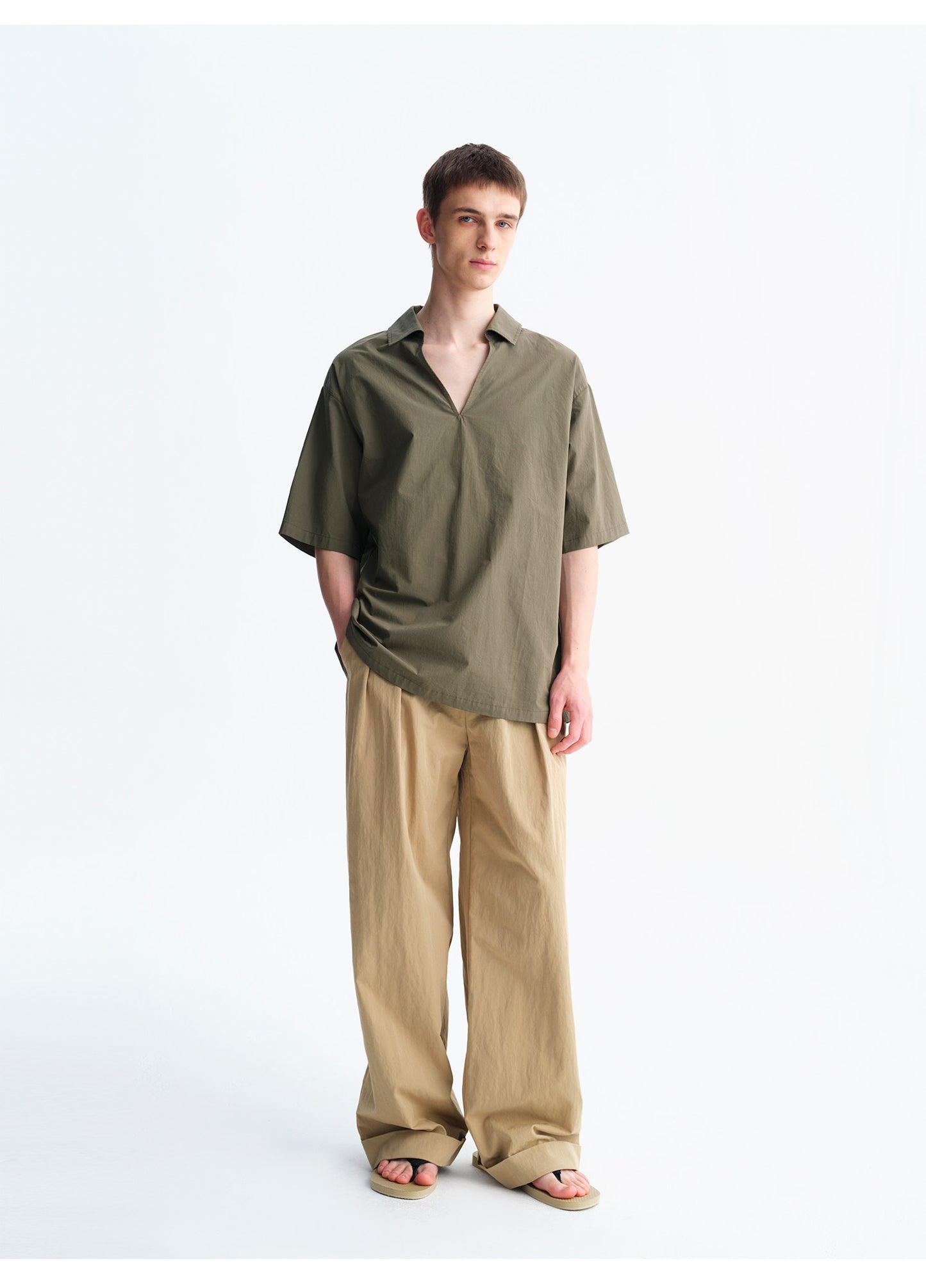 Loose-Fit V-Neck Pullover Shirt