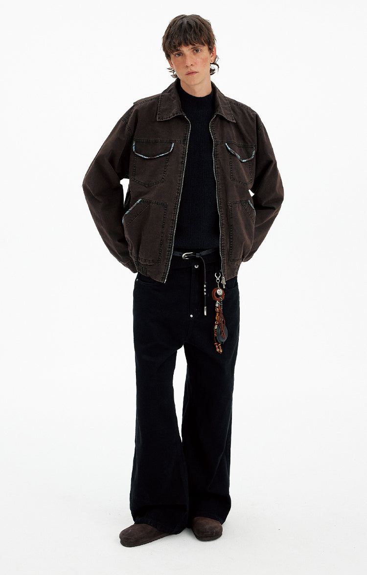 Multi-Pocket Wash-Finished Work Jacket