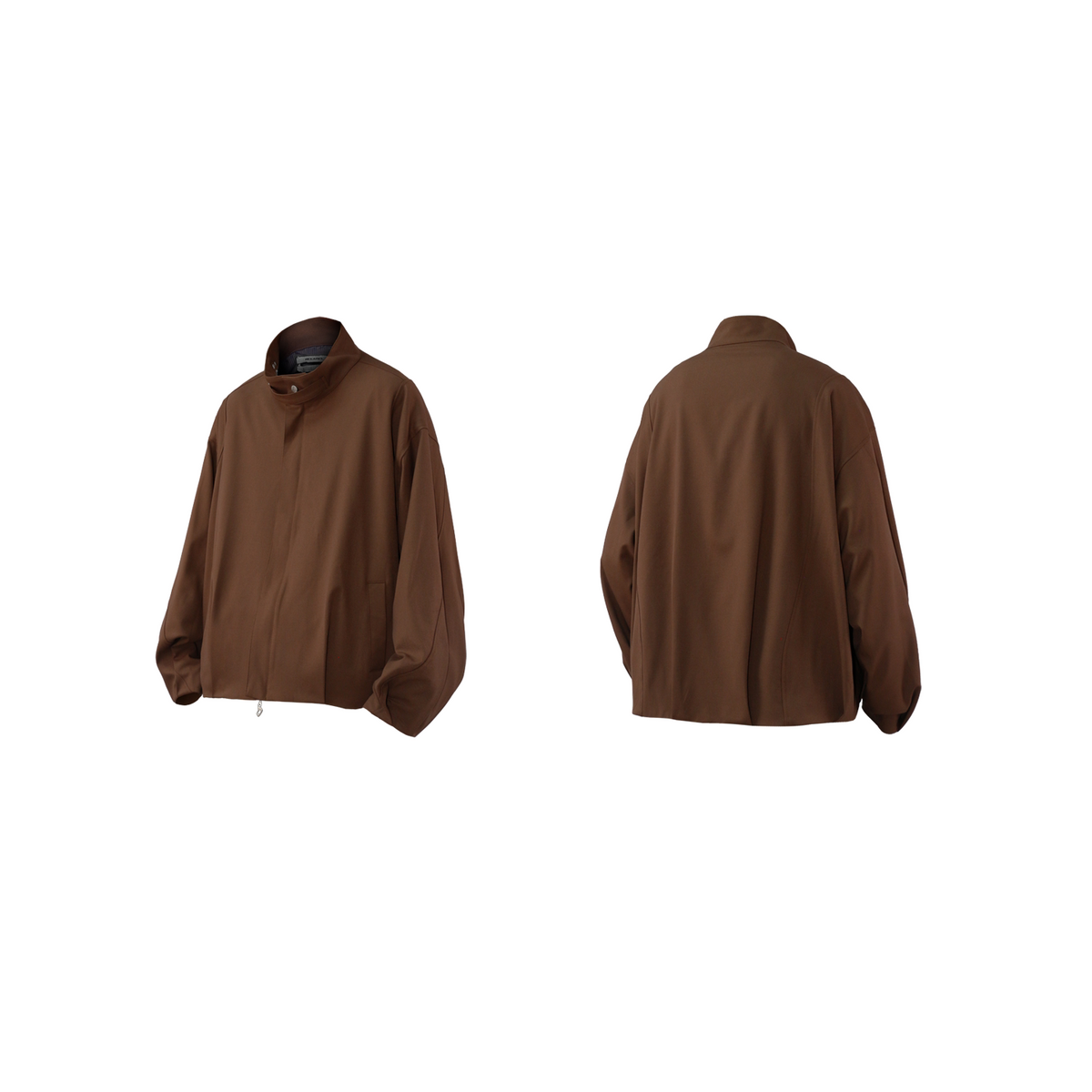 Casual Stand-Collar Jacket with 3D Pleats