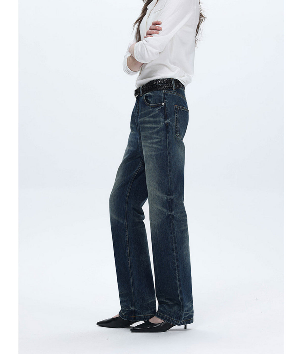 Vintage-Style Shrimp Line Jeans