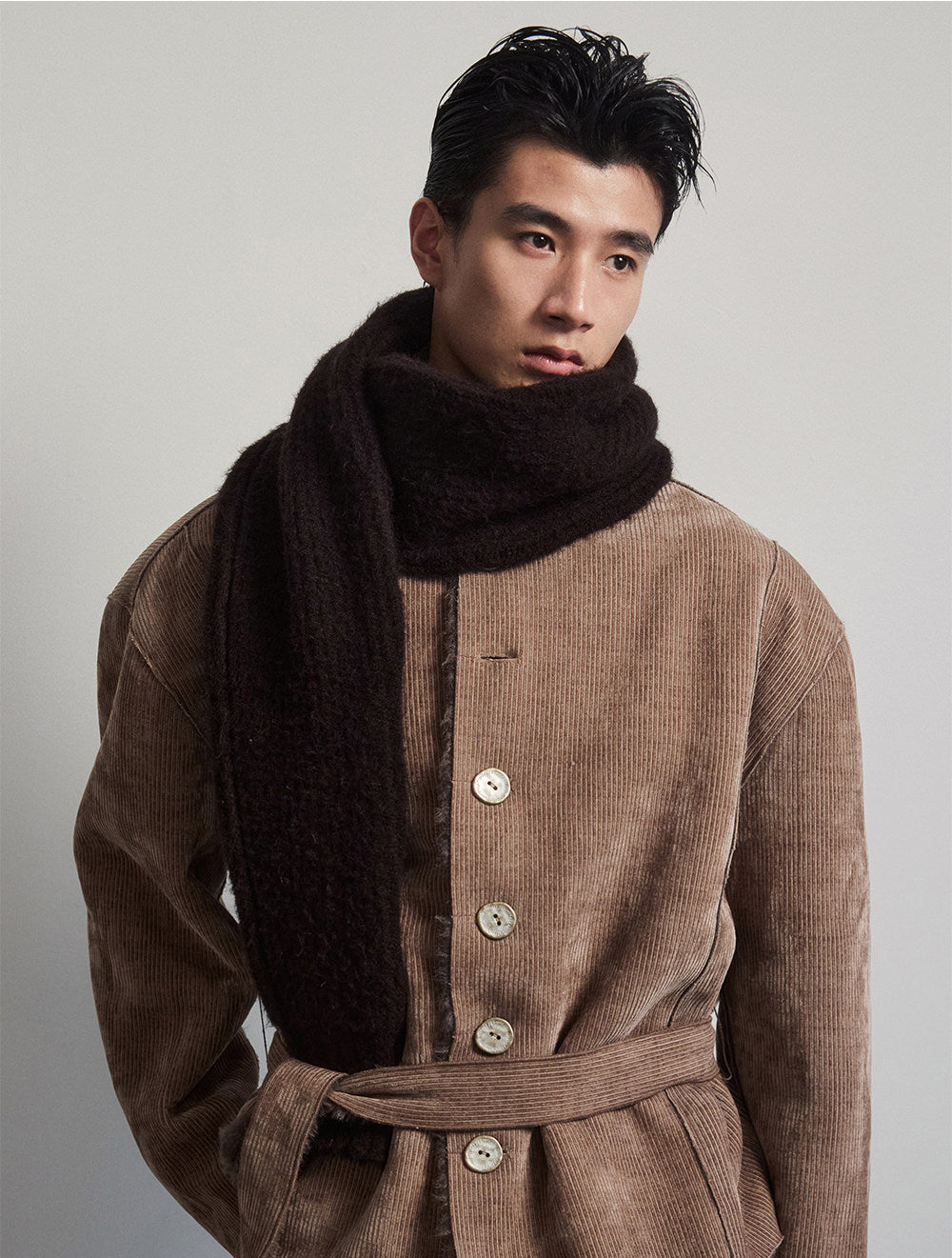 Thick Wool Blend Knit Scarf