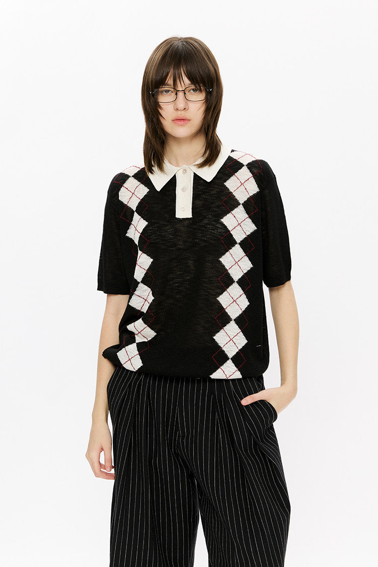 Knit polo shirt
