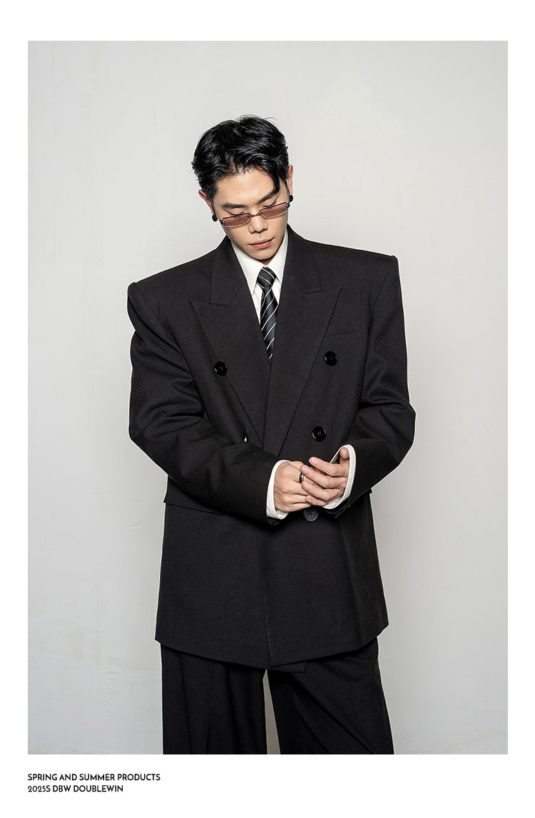 High-Quality Wool Blend Black Suit