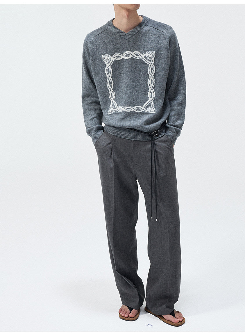 Original Knot Jacquard V-Neck Sweater