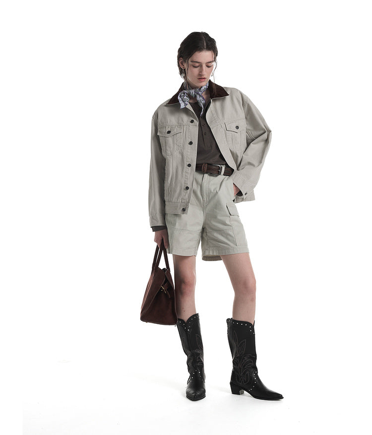 Contrast Color Denim Jacket