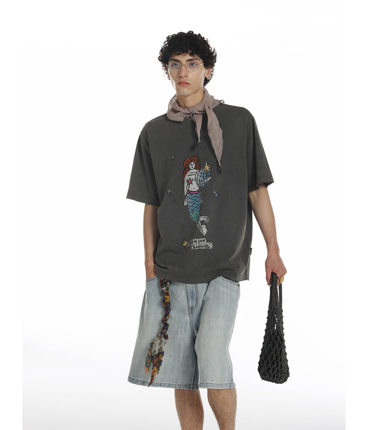 Mermaid print T-shirt