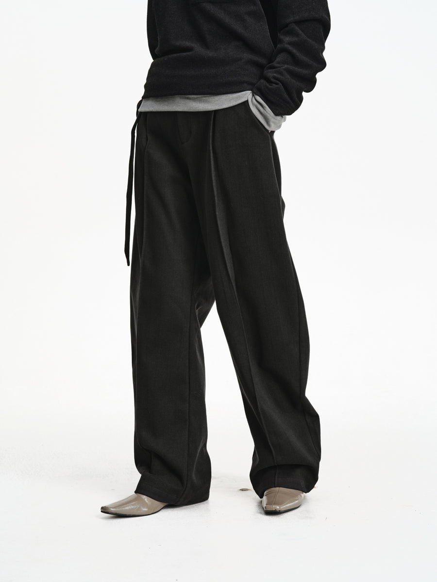 Blended Wool Straight Leg Pants
