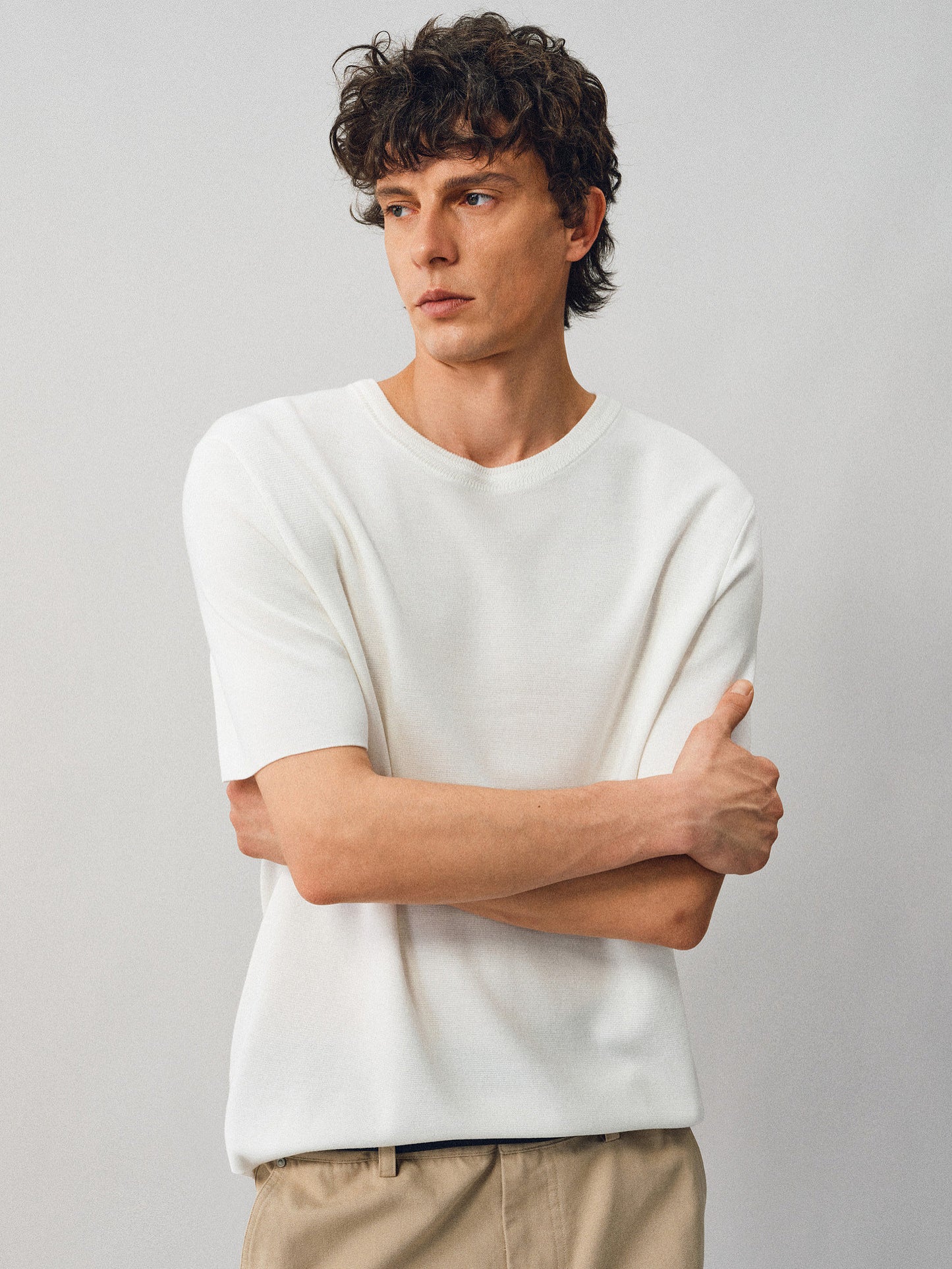 Twist-neck Knit Shirt