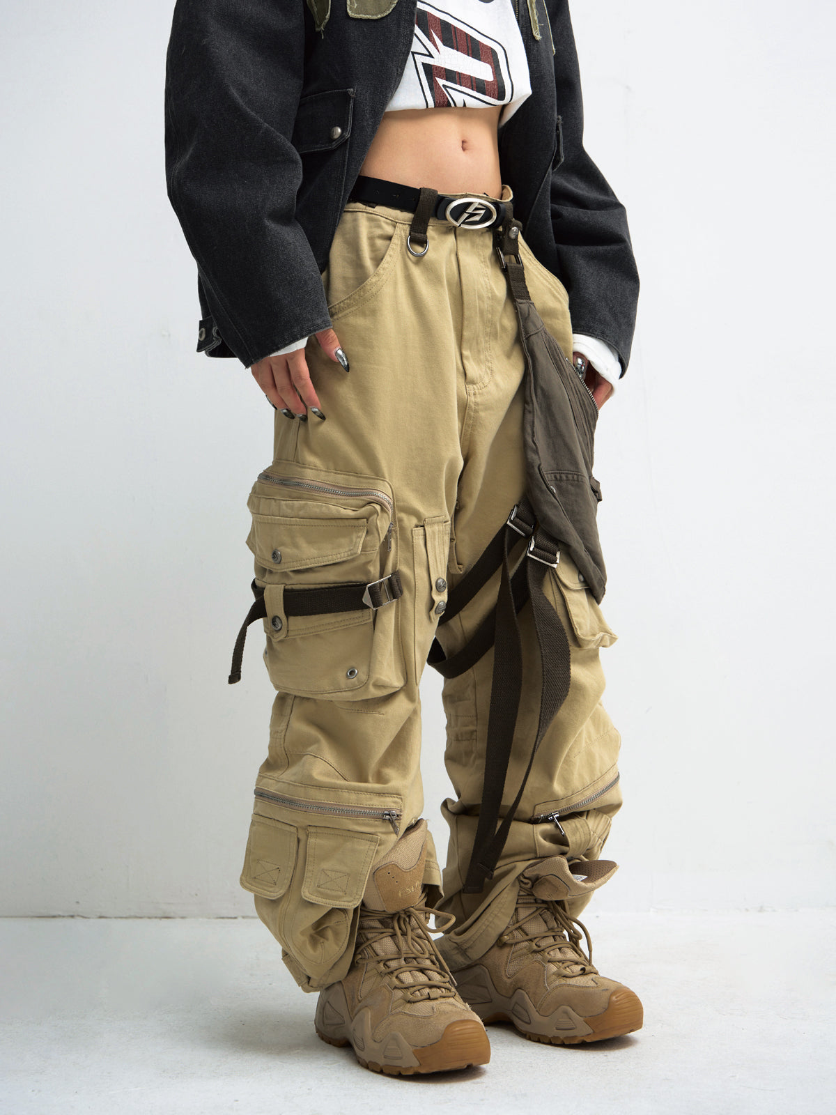 Multi-pocket straight cargo pants