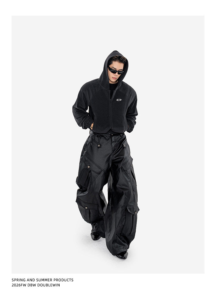 Wax-Finished Multi-Pocket Work Pants