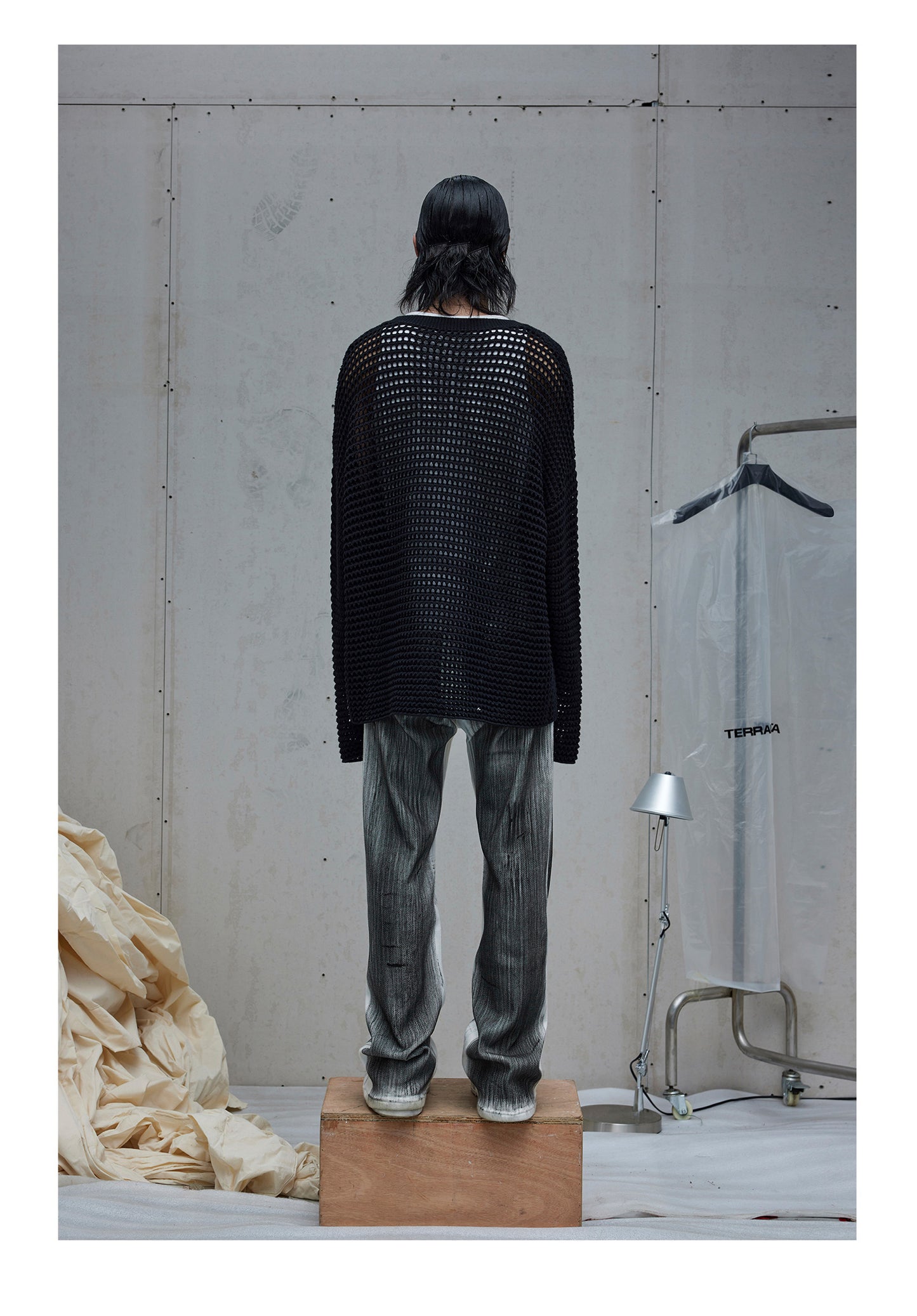 Hollow mesh pullover sweater