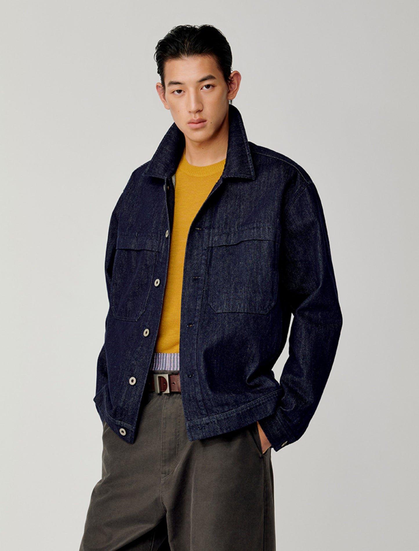 Double patch pocket denim jacket