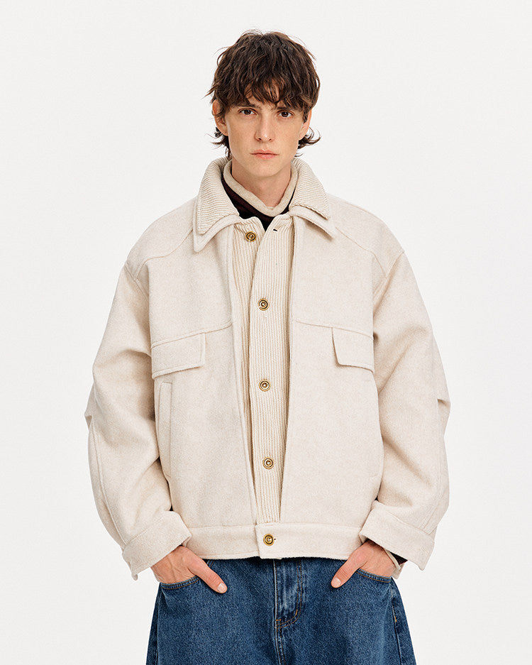 Double Collar Faux Two-Piece Jacket