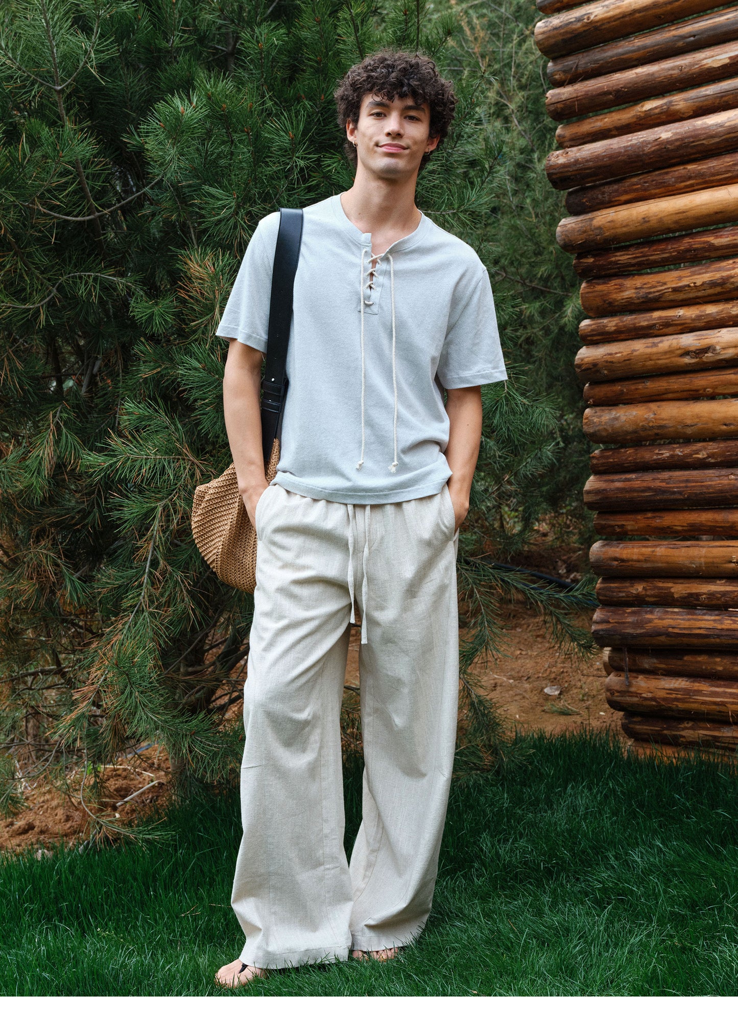 V-neck Rope-Tie T-shirt