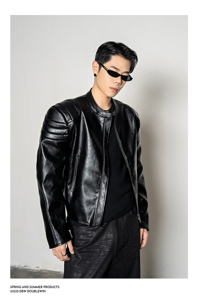 Pleated Silhouette Rider Jacket