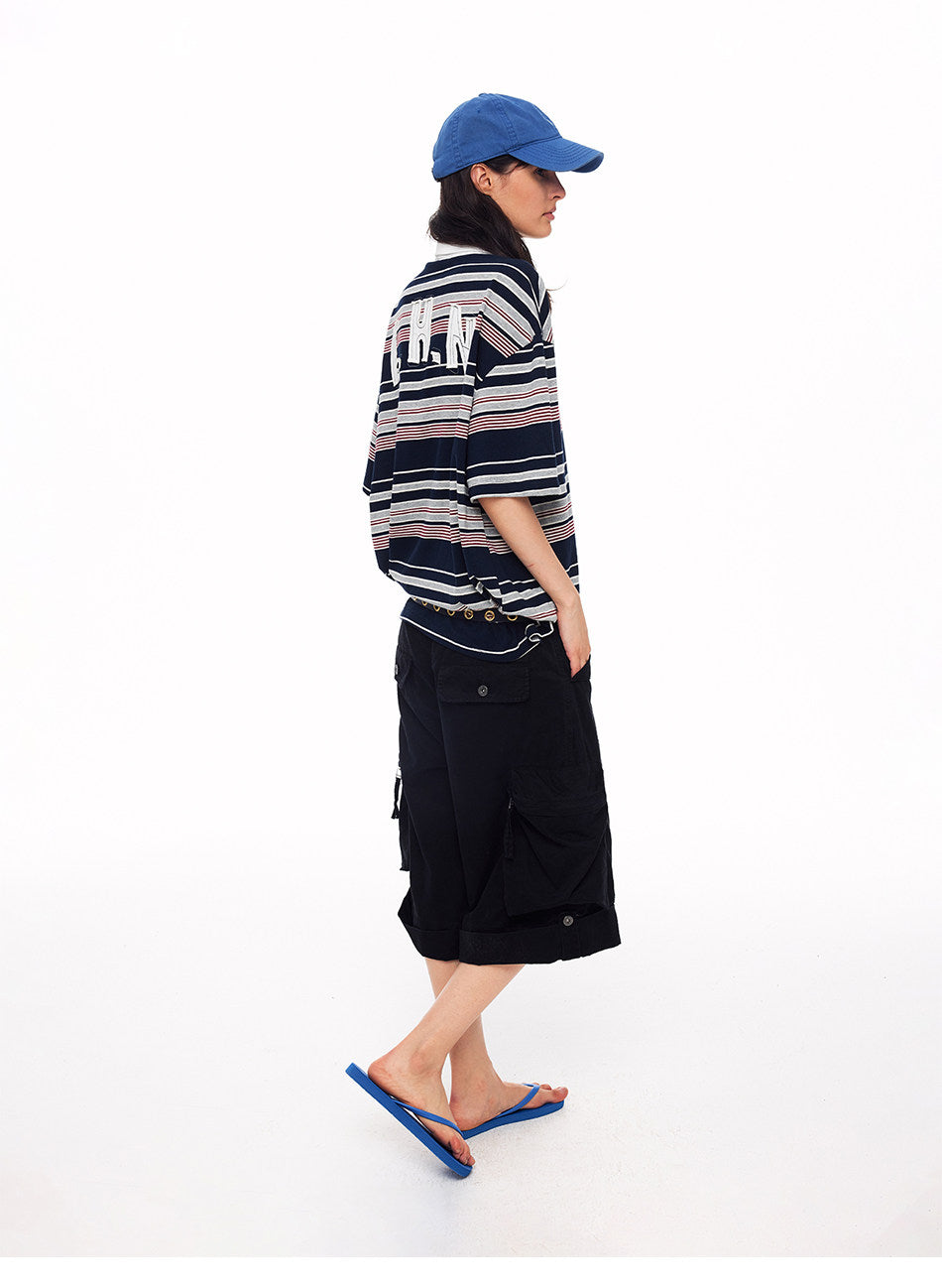 Contrast-Striped Polo Shirt