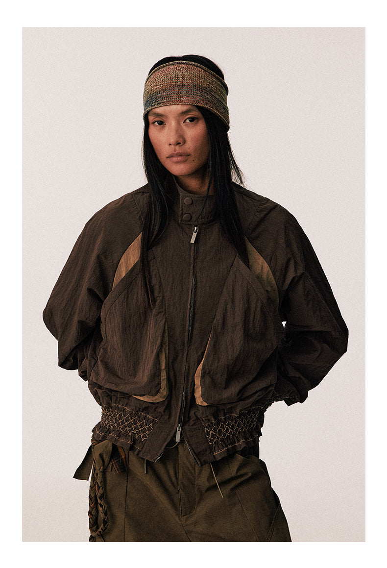 Pleated Gathered Nylon Jacket