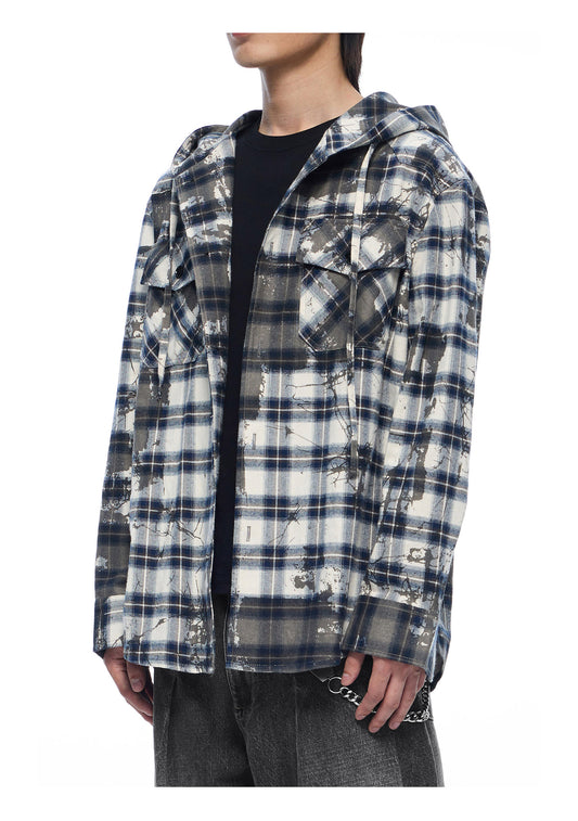 Plaid Splash Hooded Shirt