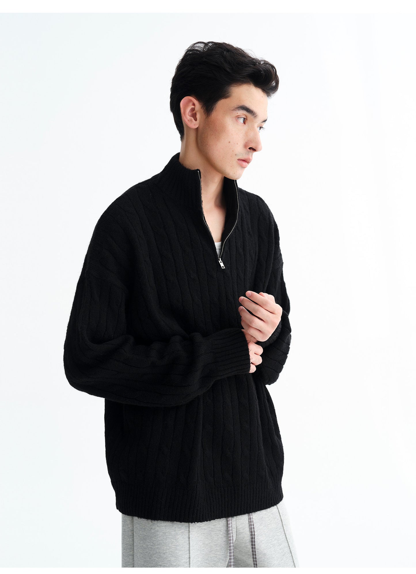 Loose-Fit Half-Zip Sweater